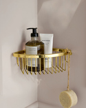 Signature Corner Shower Basket Polished Brass (2)