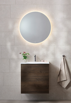 Möbelpaket 60 Mörk Ek Spegel Ambient rund Edge handfat