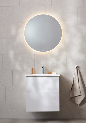 Möbelpaket 60 Vit Spegel Ambient rund Edge handfat