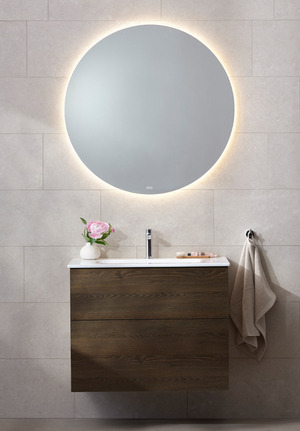 Möbelpaket 80 Mörk Ek Spegel Ambient rund Edge handfat