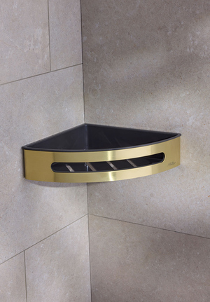 Corner Shower Basket Brushed Brass, Grey liner Signature