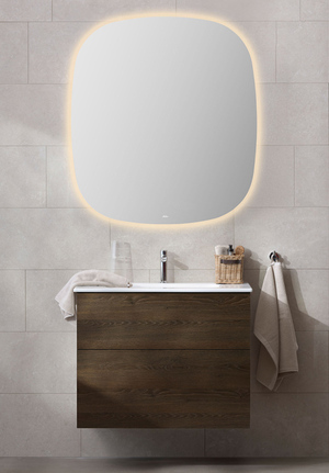 Möbelpaket 80 Mörk Ek Spegel Ambient Oval 90x100 Edge handfat