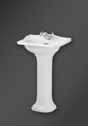 Classic Square Small Basin Set With Pedestal White (1)