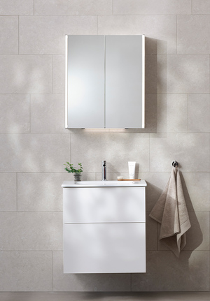 Möbelpaket 60 Vit Edge Spegelskåp