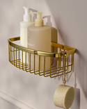 Signature D-Shaped Shower Basket Polished Brass (3)