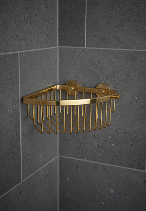 Duschkorg polerad obehandlad mässing limbar