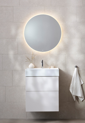 Möbelpaket 60 Vit Spegel Ambient rund Bloc handfat