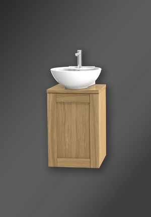 London 40 Vanity Unit for worktop Natural Oak left hung door