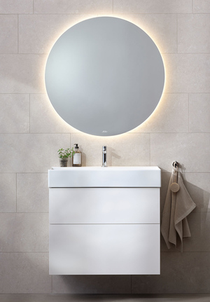 Möbelpaket 80 Vit Spegel Ambient rund Bloc handfat