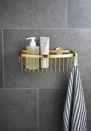 Signature Glueable D-Shaped Shower Basket Brushed Brass