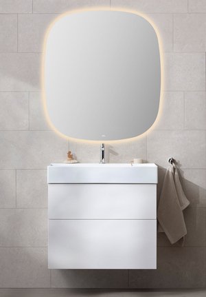 Möbelpaket 80 Vit Spegel Ambient Oval 90x100 Bloc handfat