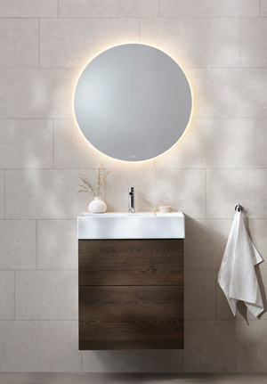 Möbelpaket 60 Mörk Ek Spegel Ambient rund Bloc handfat