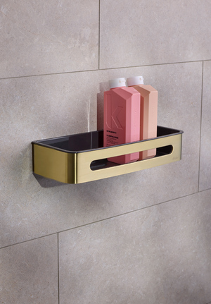 Shower Basket Brushed Brass, Grey liner Signature (1)