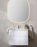 Möbelpaket 80 Vit Spegel Ambient Oval 90x100 Edge handfat