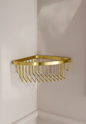 Signature Corner Shower Basket Brushed Brass (1)