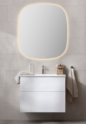 Möbelpaket 80 Vit Spegel Ambient Oval 90x100 Edge handfat