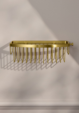 Signature D-Shaped Shower Basket Brushed Brass (1)