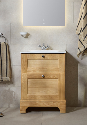 Kensington Vanity Unit 60 Natural Oak Floorstanding (1)