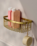 Signature D-Shaped Shower Basket Brushed Brass (3)
