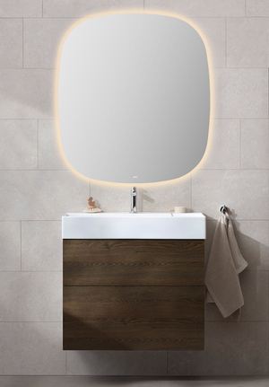 Möbelpaket 80 Mörk Ek Spegel Ambient Oval 90x100 Bloc handfat