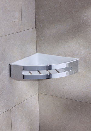 Corner Shower Basket Chrome, White liner Signature