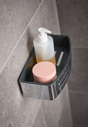 Rectangular Shower Tidy With Removeable Tray Chrome (1)